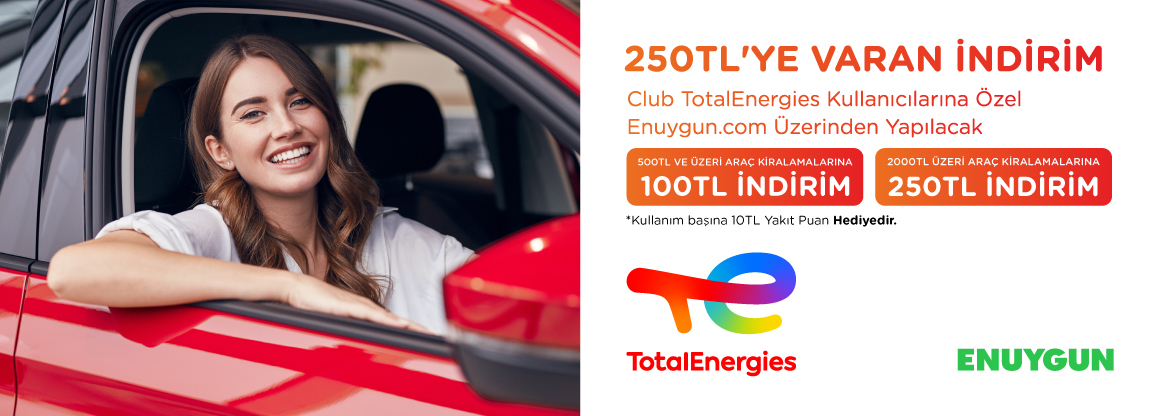 Club TotalEnergies üyelerine  Enuygun’dan kazandıran fırsatlar! (Araç Kiralama)