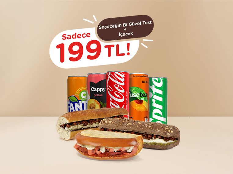 Bi Güzel Tost ve Seçili İçeceklerden Biri Sadece 199 TL